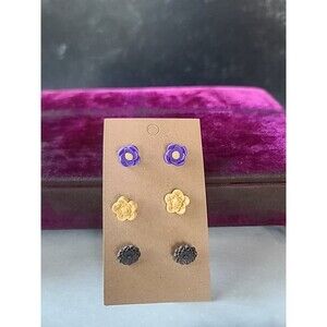 Polymer Clay Floral Stud Earrings New, Set Of Three